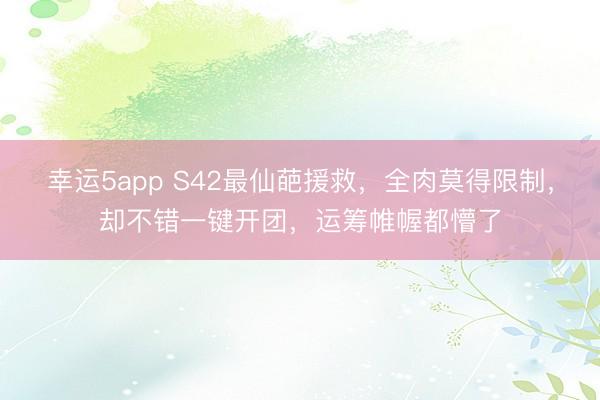 幸运5app S42最仙葩援救，全肉莫得限制，却不错一键开团，运筹帷幄都懵了