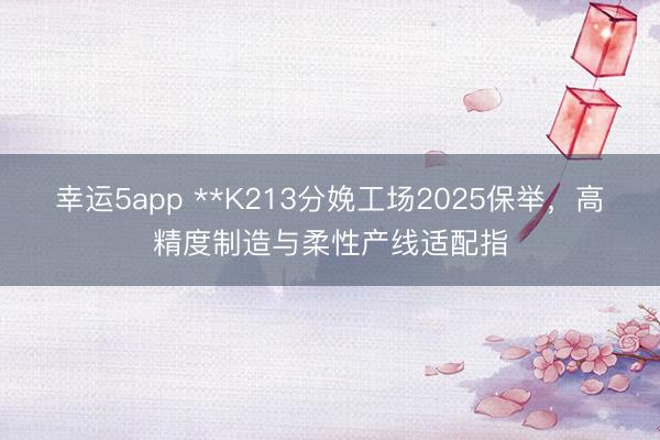 幸运5app **K213分娩工场2025保举,高精度制造与柔性产线适配指