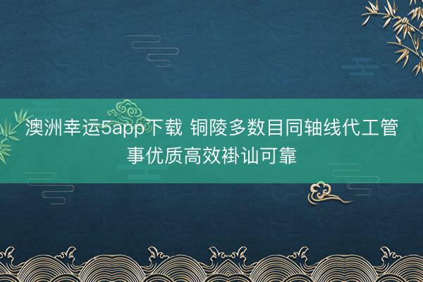 澳洲幸运5app下载 铜陵多数目同轴线代工管事优质高效褂讪可靠