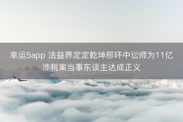 幸运5app 法益界定定乾坤邢环中讼师为11亿涉税案当事东谈主达成正义