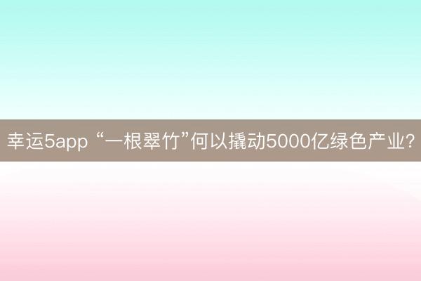 幸运5app “一根翠竹”何以撬动5000亿绿色产业？