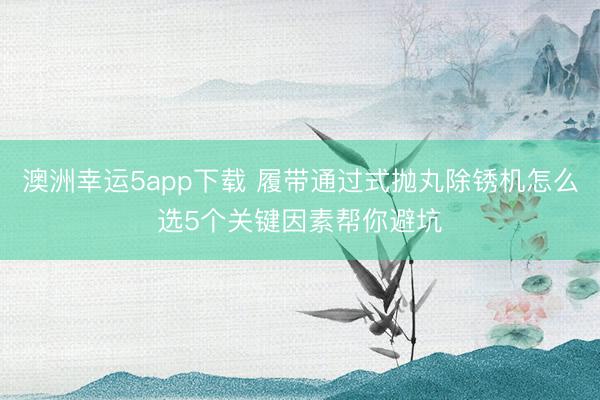 澳洲幸运5app下载 履带通过式抛丸除锈机怎么选5个关键因素帮你避坑