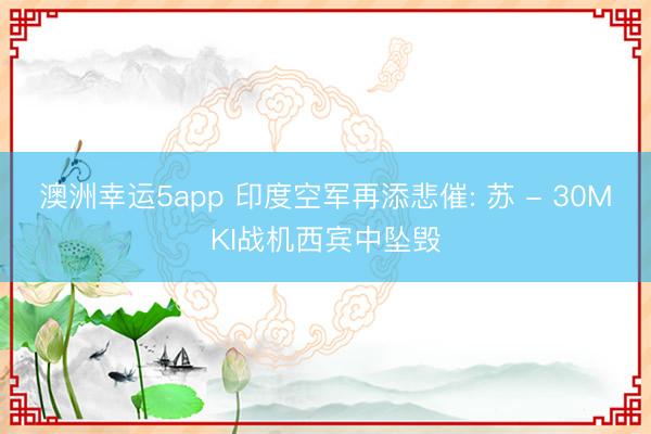 澳洲幸运5app 印度空军再添悲催: 苏 - 30MKI战机西宾中坠毁