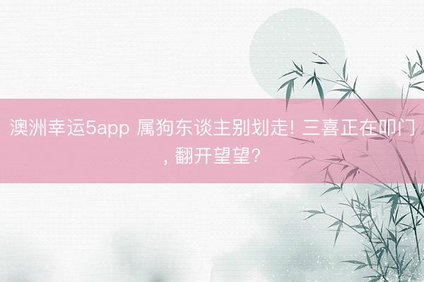 澳洲幸运5app 属狗东谈主别划走! 三喜正在叩门， 翻开望望?