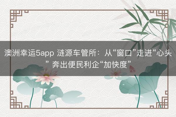 澳洲幸运5app 涟源车管所：从“窗口”走进“心头” 奔出便民利企“加快度”