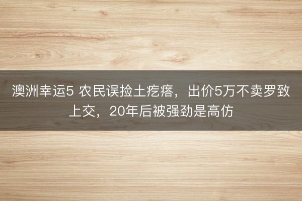 澳洲幸运5 农民误捡土疙瘩,出价5万不卖罗致上交,20年后被强劲是高仿