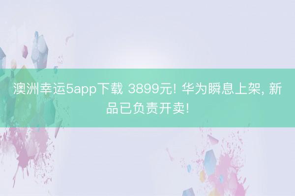 澳洲幸运5app下载 3899元! 华为瞬息上架, 新品已负责开卖!
