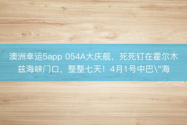 澳洲幸运5app 054A大庆舰,死死钉在霍尔木兹海峡门口,整整七天!4月1号中巴