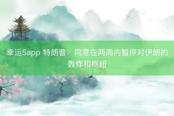 幸运5app 特朗普：同意在两周内暂停对伊朗的轰炸和枢纽