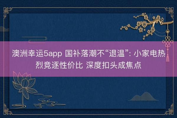 澳洲幸运5app 国补落潮不“退温”: 小家电热烈竞逐性价比 深度扣头成焦点