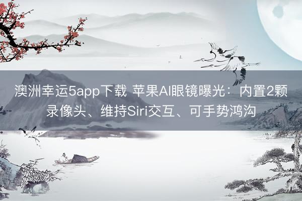 澳洲幸运5app下载 苹果AI眼镜曝光：内置2颗录像头、维持Siri交互、可手势鸿沟