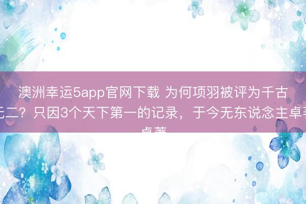 澳洲幸运5app官网下载 为何项羽被评为千古无二？只因3个天下第一的记录，于今无东说念主卓著