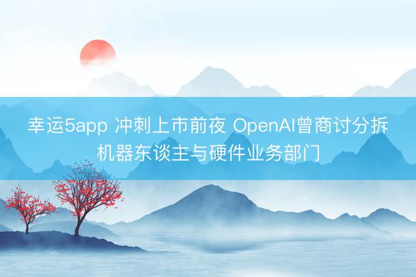 幸运5app 冲刺上市前夜 OpenAI曾商讨分拆机器东谈主与硬件业务部门