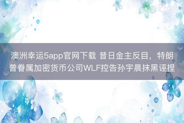 澳洲幸运5app官网下载 昔日金主反目，特朗普眷属加密货币公司WLF控告孙宇晨抹黑诬捏