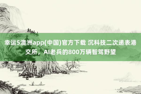 幸运5澳洲app(中国)官方下载 沉科技二次递表港交所，AI老兵的800万辆智驾野望
