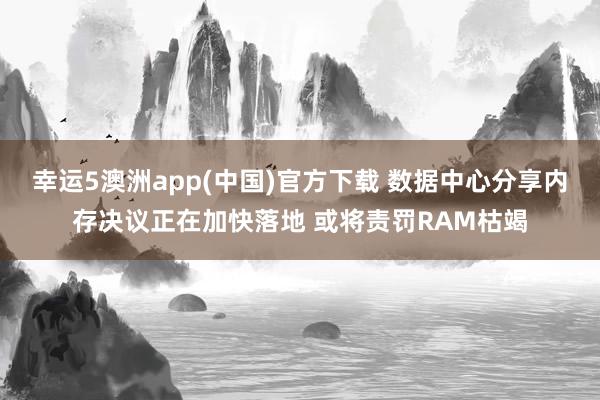 幸运5澳洲app(中国)官方下载 数据中心分享内存决议正在加快落地 或将责罚RAM枯竭