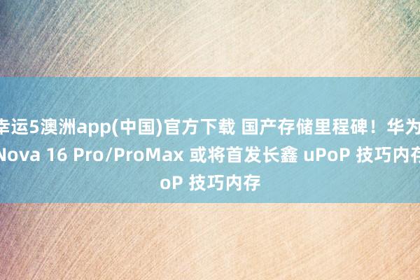 幸运5澳洲app(中国)官方下载 国产存储里程碑!华为 Nova 16 Pro/ProMax 或将首发长鑫 uPoP 技巧内存