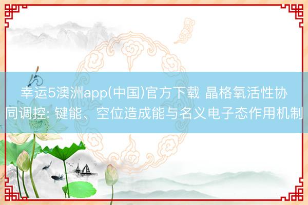幸运5澳洲app(中国)官方下载 晶格氧活性协同调控: 键能、空位造成能与名义电子态作用机制