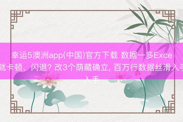 幸运5澳洲app(中国)官方下载 数据一多Excel就卡顿、闪退? 改3个荫藏确立, 百万行数据丝滑入手