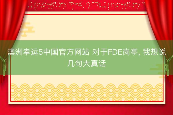 澳洲幸运5中国官方网站 对于FDE岗亭, 我想说几句大真话